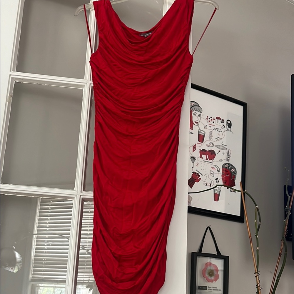 Rouched rich red dress